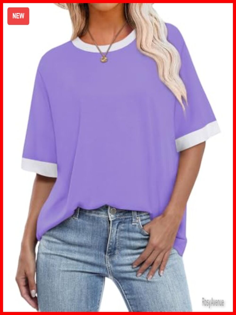 Women's Oversized Short Sleeve Crew Neck T-Shirt Loose Fit Casual Summer Top